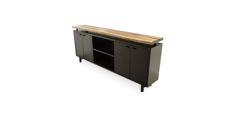 1113 Walnut Live Edge Floating Top Credenza 84" x 14"