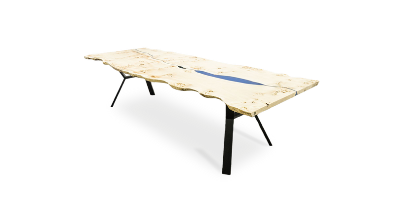 1031 Aquaeous Mappa Burl Conference Table 115" x 44"