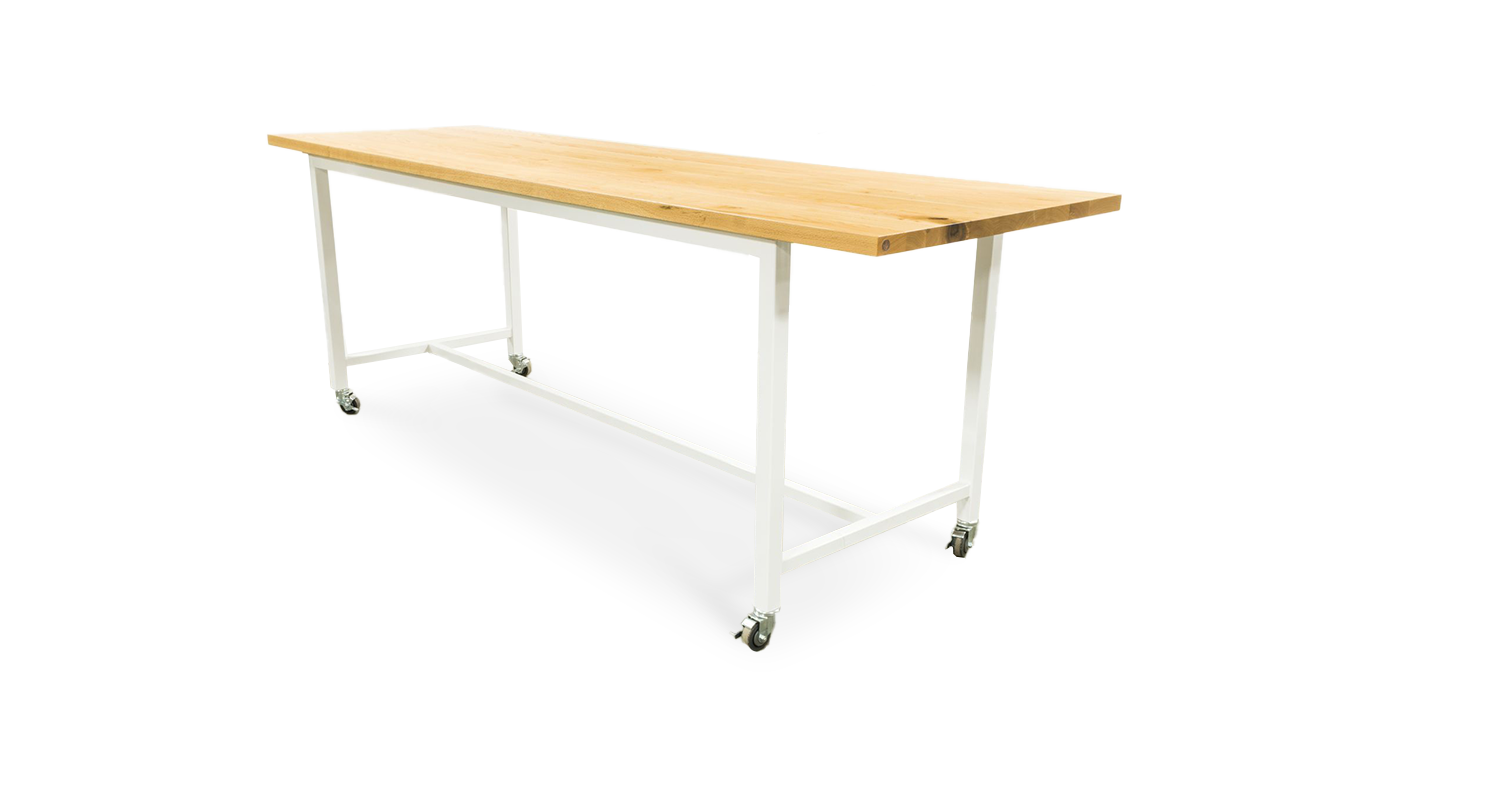 1057 Oak Straight Edge Bar Table 120" x 36" Created Hardwood