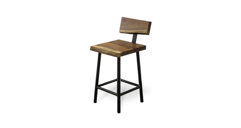 1177 Walnut Live Edge Stool with Back