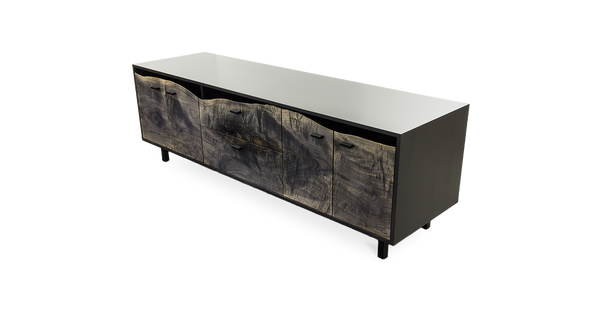 1103 Ebonized Maple Live Edge Solid Face Credenza 96" x 24"