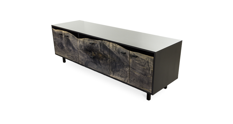 1103 Ebonized Maple Live Edge Solid Face Credenza 96" x 24"