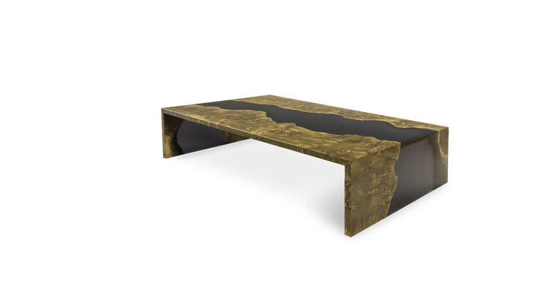 1081 Stained Mappa Straight Edge Double Waterfall Coffee Table 72" x 36"