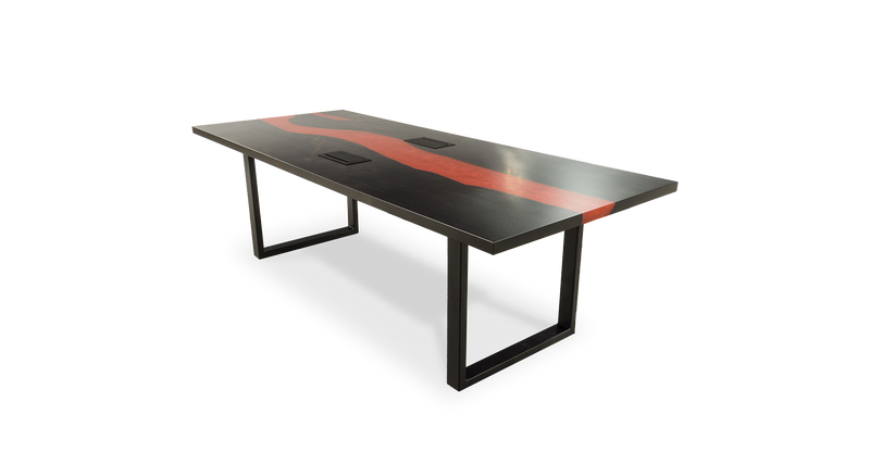 1007 Stained Maple Straight Edge River Table 96" x 40"