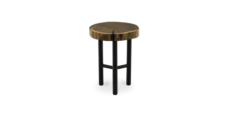 1092 Round Walnut Live Edge End Table 16" D