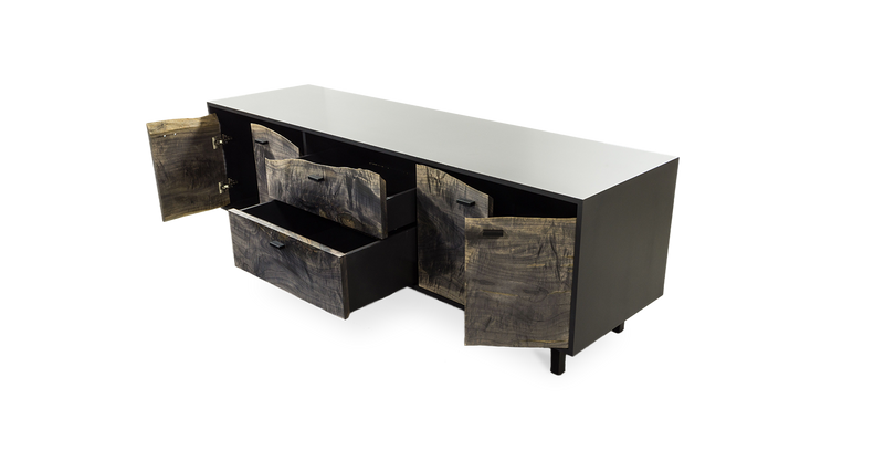 1103 Ebonized Maple Live Edge Solid Face Credenza 96" x 24"