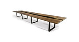 1038 Walnut Straight Edge Conference Table with Metal Trough 252" x 51"