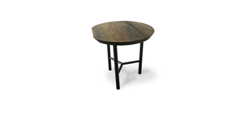 1091 Ebonized Partial Live Edge Sycamore Side Table 26" D