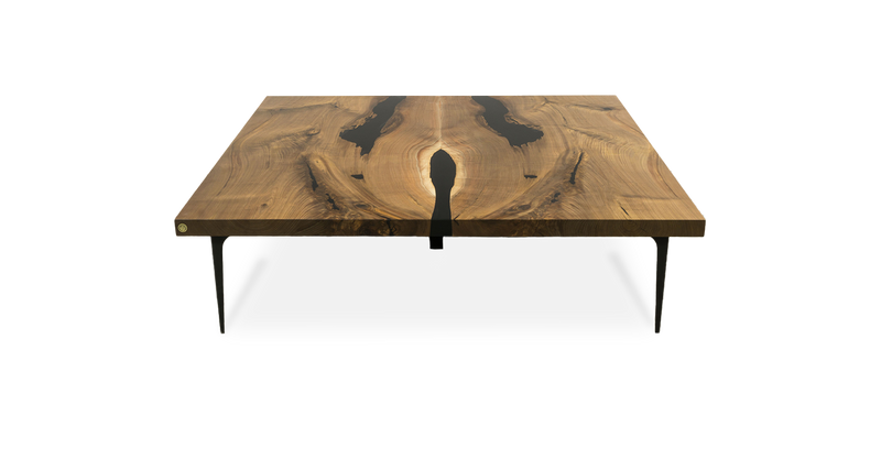 1085 Walnut Straight Edge Bookmatch Coffee Table 60" x 60"