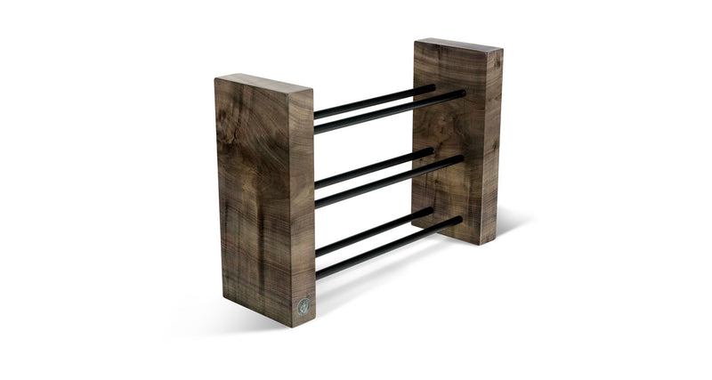 Ebonized Maple Straight Edge 3-Bottle Wine Holder