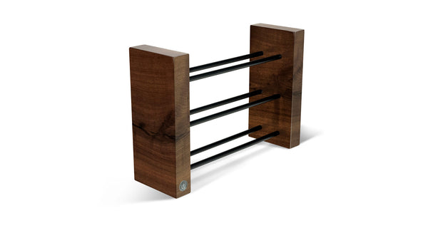 Walnut Straight Edge 3-Bottle Wine Holder