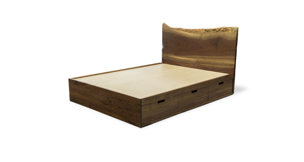 1173 Walnut Live Edge Bed Frame and Headboard