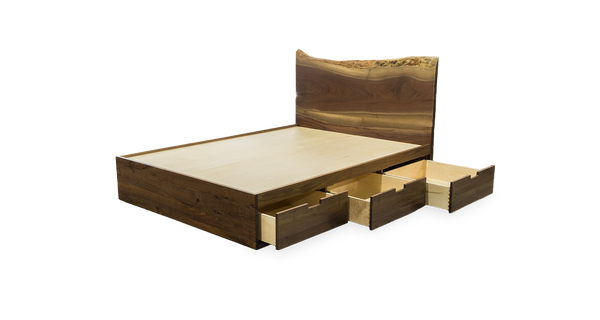 1173 Walnut Live Edge Bed Frame and Headboard